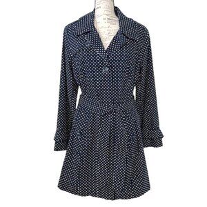 London Fog Polka Dot Single Breasted Trench Coat